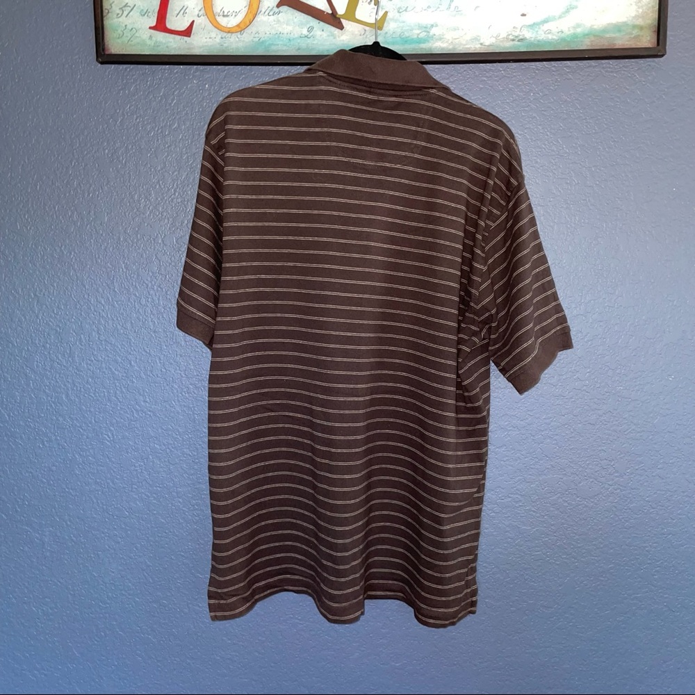 Izod golf striped polo mens size large brown short sleeve collar button top - Picture 4 of 9
